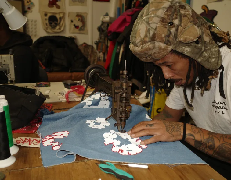 Hand-sewing a chainstitch patch